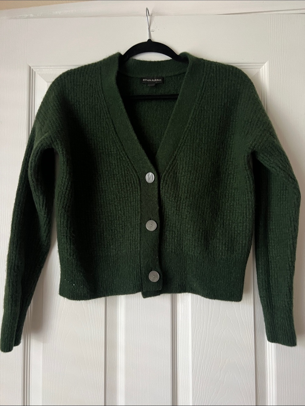 Banana Republic Wool Deep Green Relaxed Cardigan Sweater Small